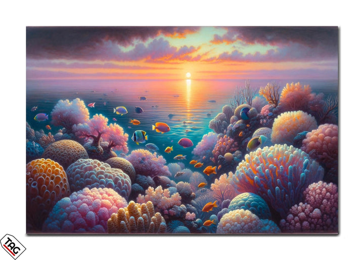 Sunset Over the Coral Reef - A Serene Underwater Escape