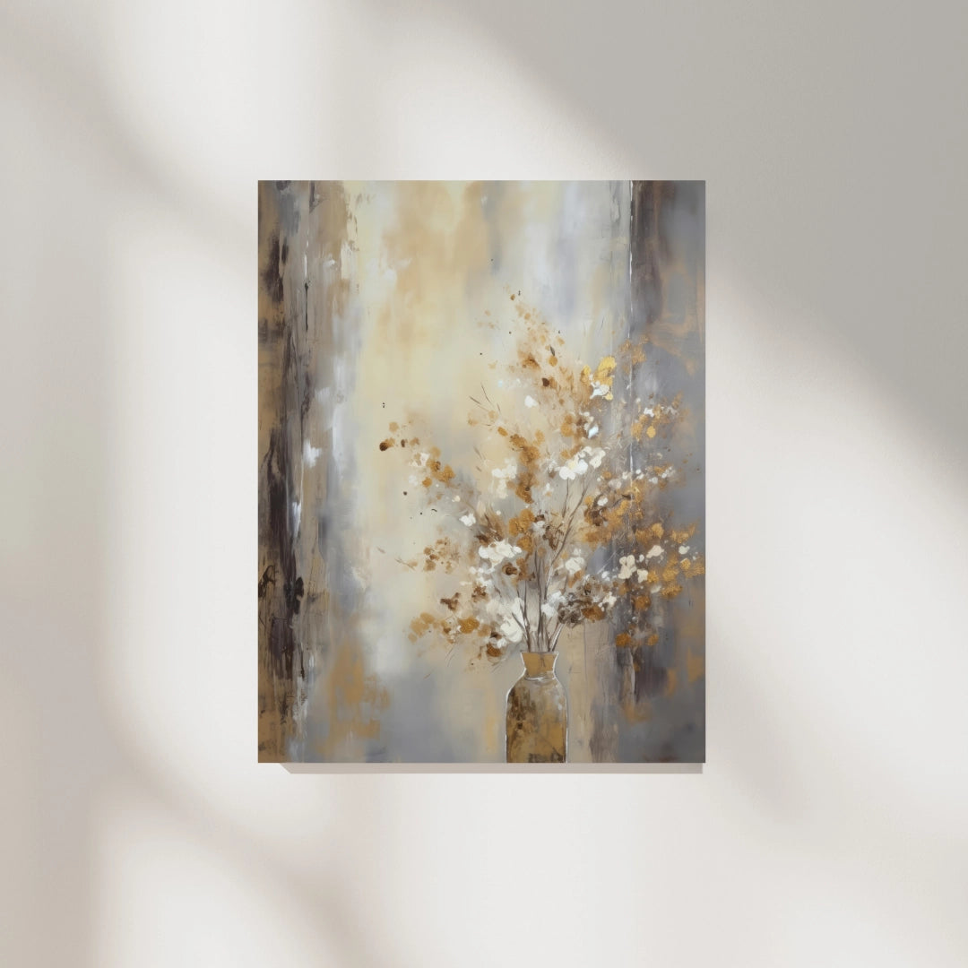 Golden Vase Simplicity - Minimalist Floral Charm