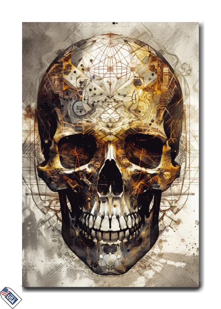 Ethereal Mechanics - Geometric Skull Artwork