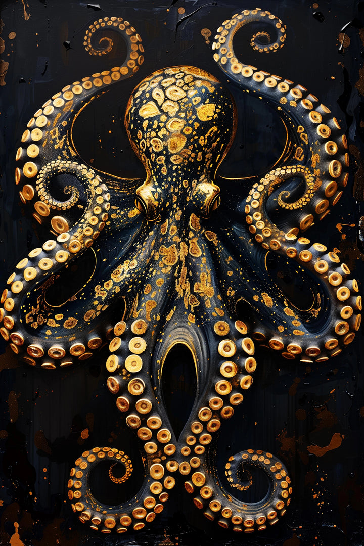 Golden Majesty - Octopus Wall Art