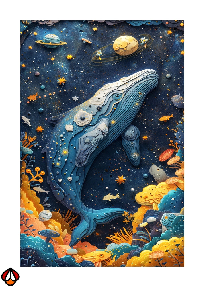 Cosmic Blue Whale - Galactic Journey Wall Art