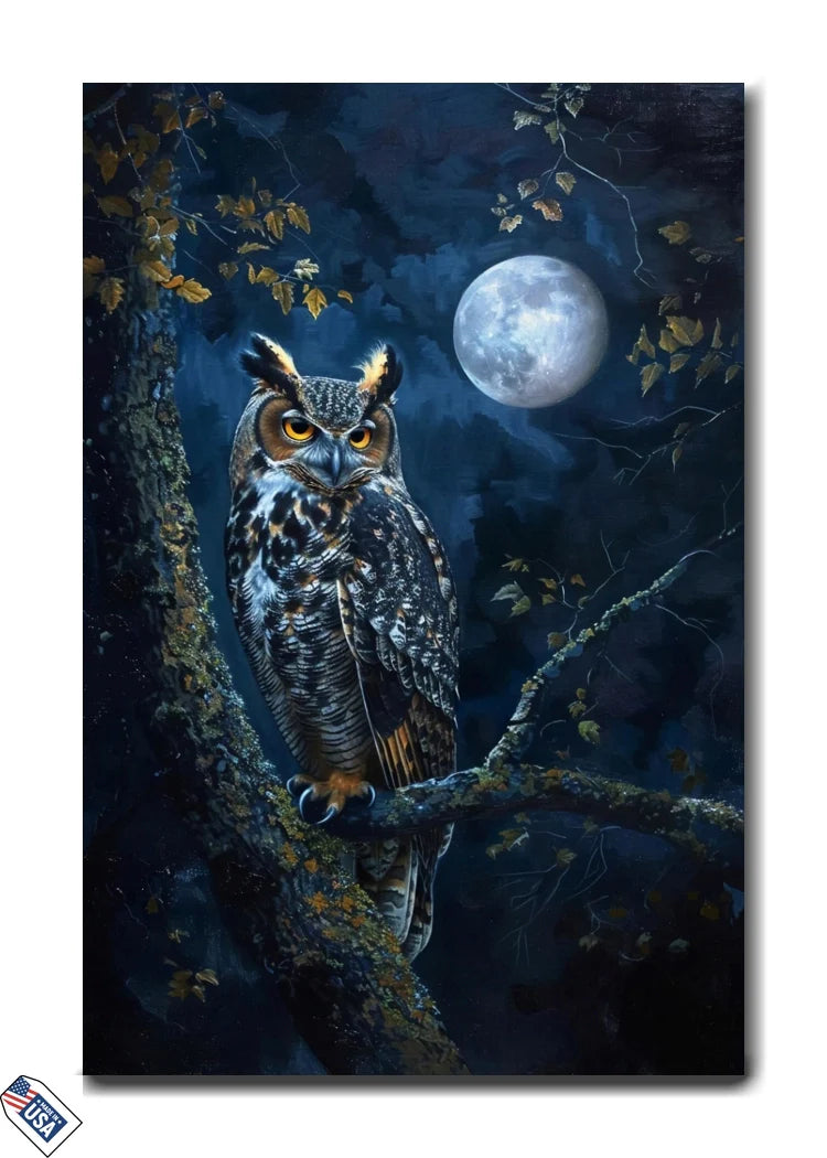 Moonlit Majesty - Great Horned Owl Wall Art
