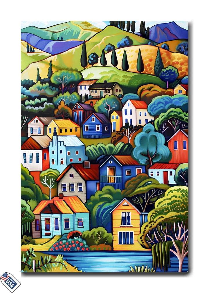 Charming Countryside - Vibrant Village Wall Art