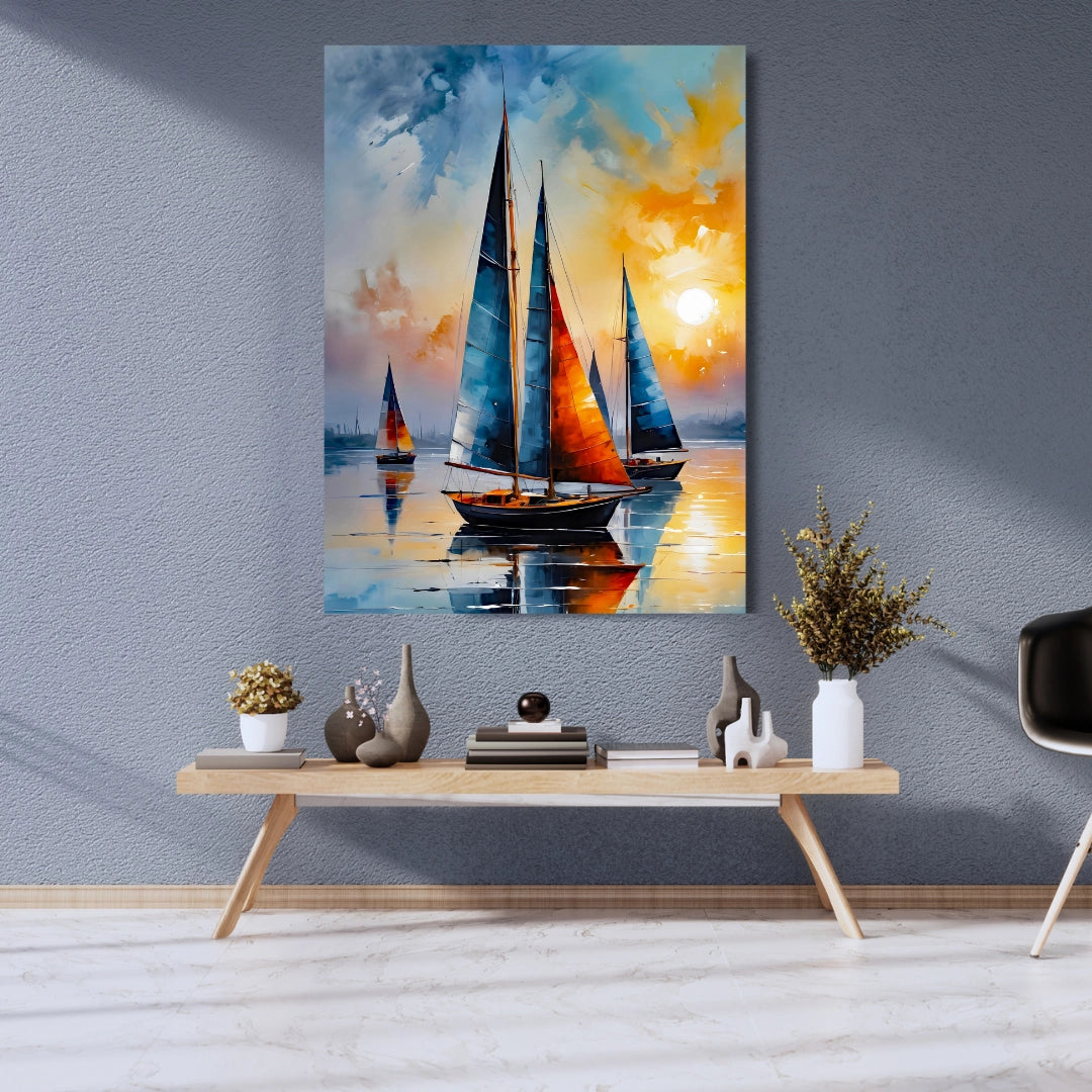 Serenity at Sea - Vibrant Sailboat Artwork