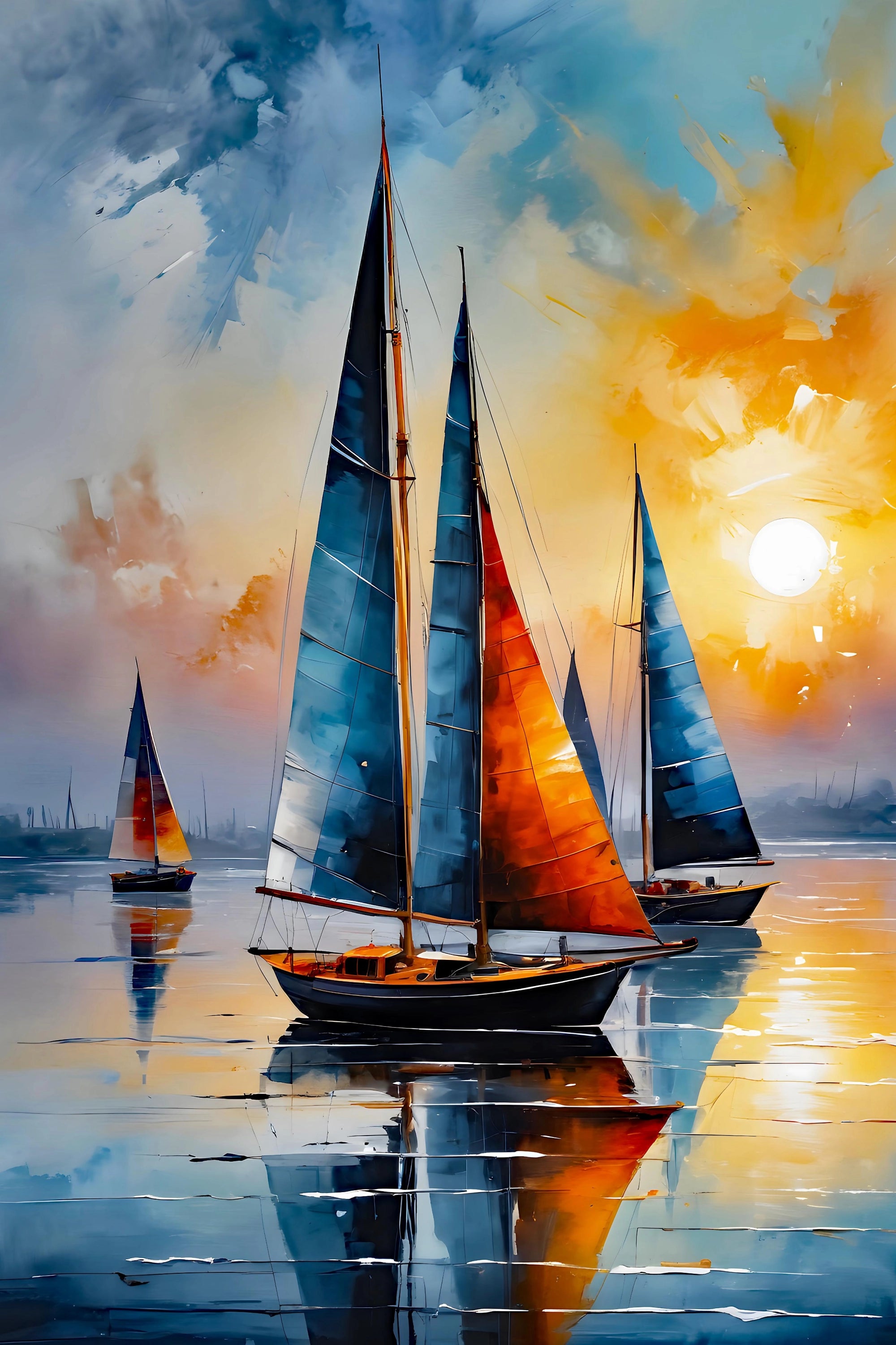 Serenity at Sea - Vibrant Sailboat Artwork