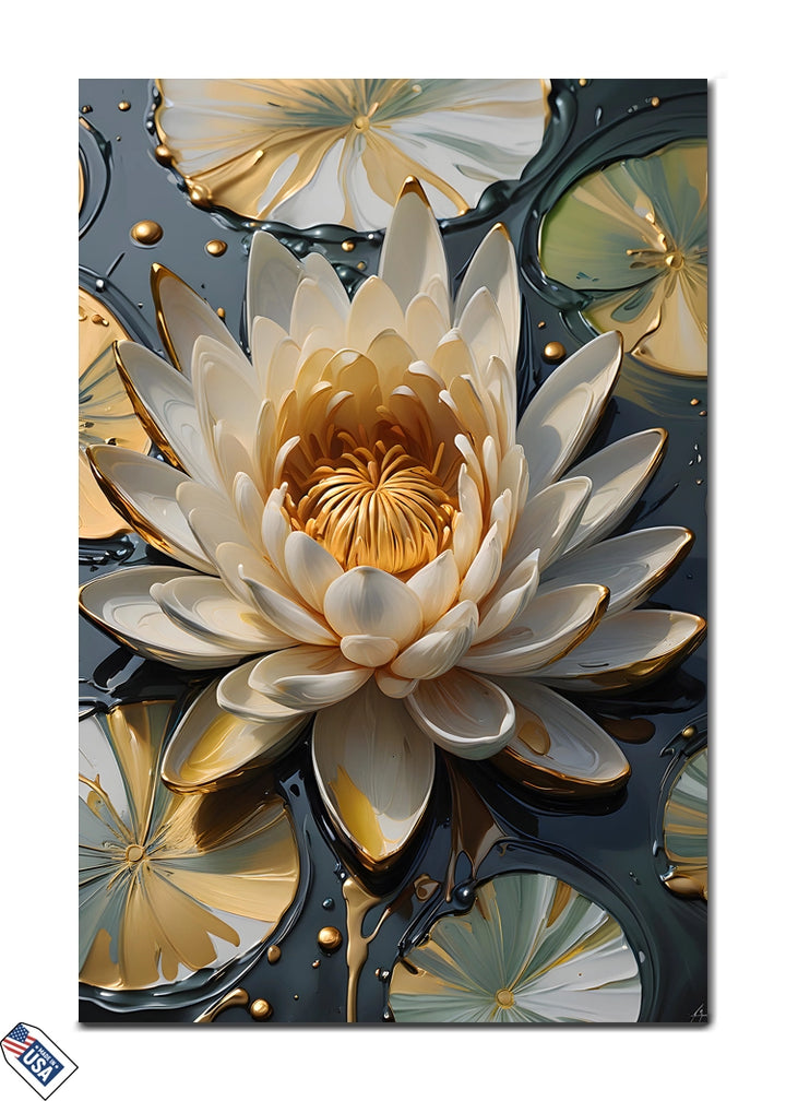 Golden Lotus Serenity - A Bloom of Elegance