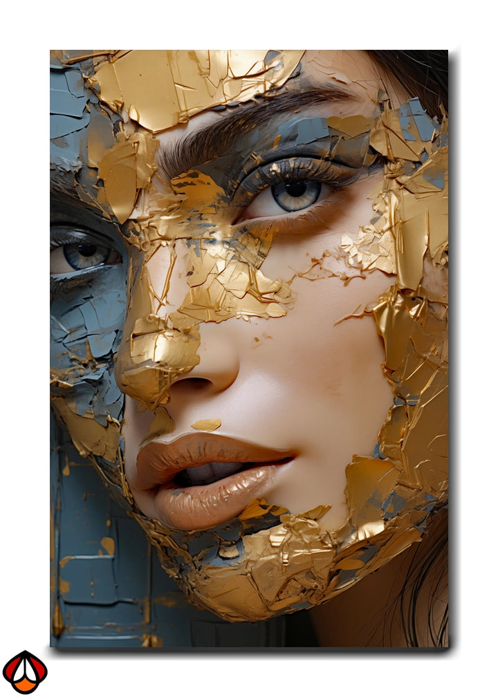 Fragmented Beauty - A Fusion of Gold and Grace