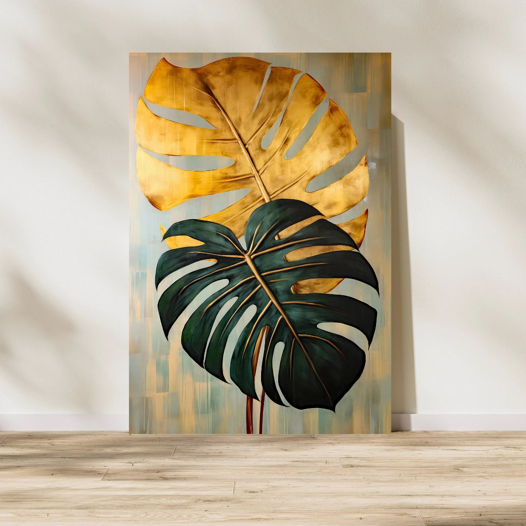 Golden Monstera Elegance - A Tropical Statement