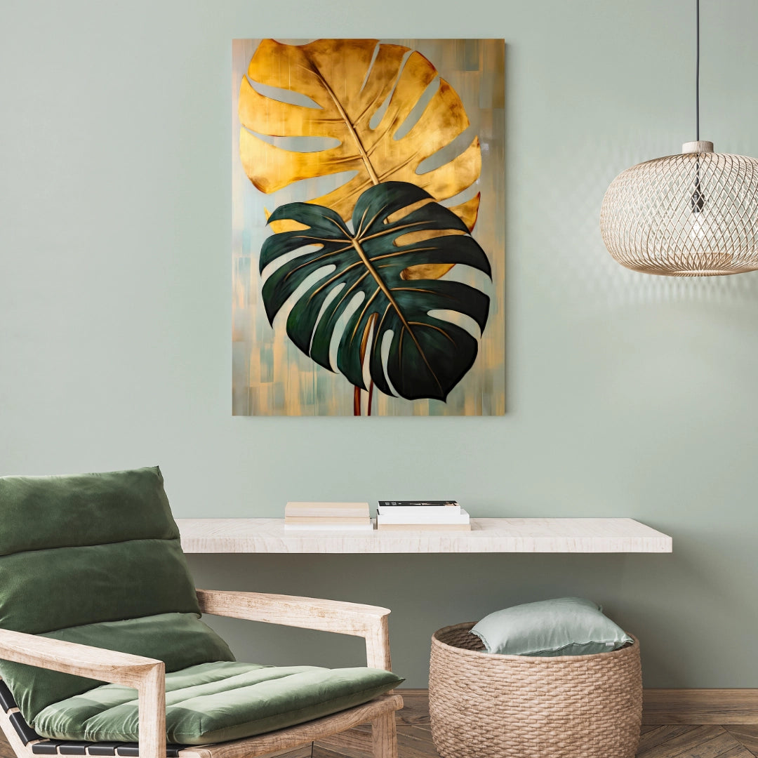 Golden Monstera Elegance - A Tropical Statement