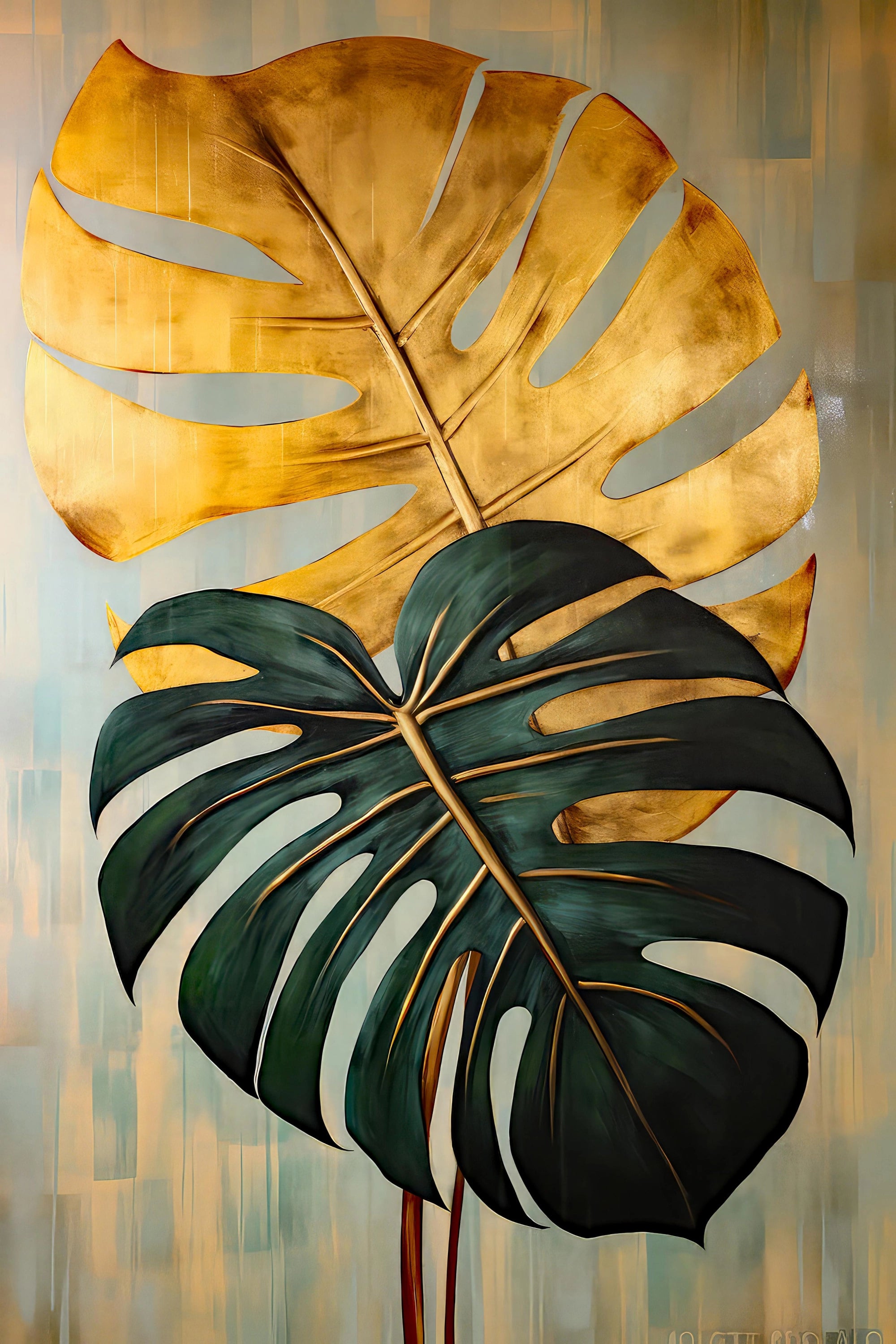 Golden Monstera Elegance - A Tropical Statement