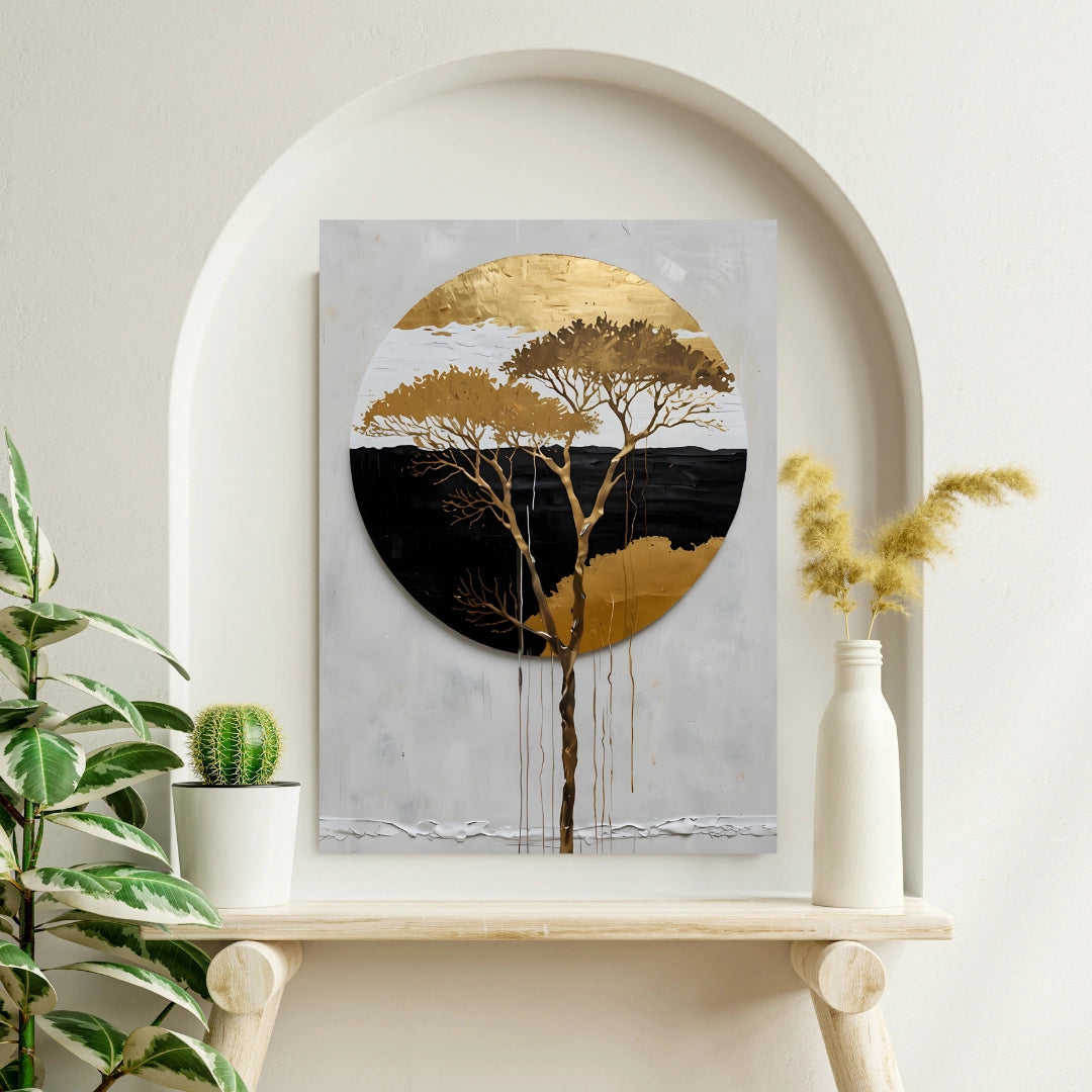 Celestial Ripple - Waves of Gold and Elegance