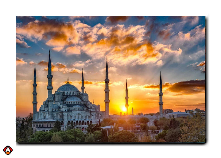 Golden Horizon - Sunset Over the Blue Mosque Wall Art